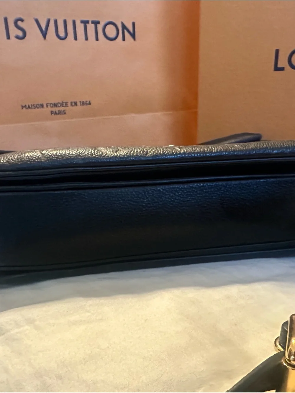 Louis Vuitton Black Embossed Monogram Small Crossbody Bag